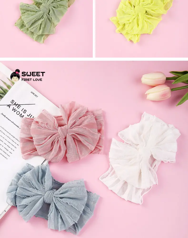 White Elastic Hair Band for Women Large Bow — feature 18
