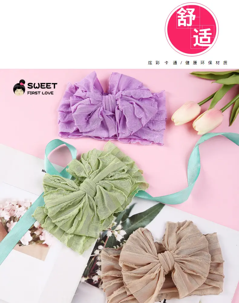 White Elastic Hair Band for Women Large Bow — feature 8