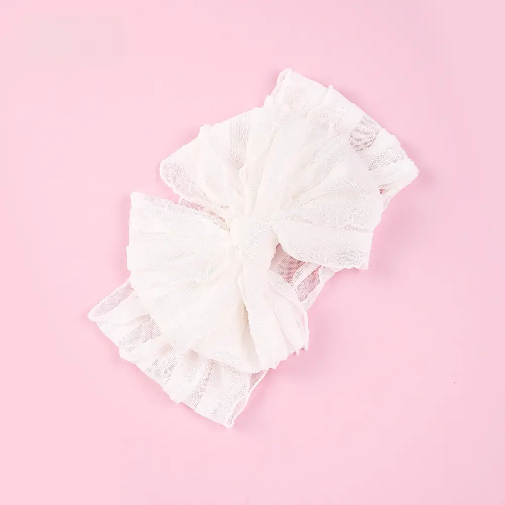 White Elastic Hair Band for Women Large Bow - Image 5