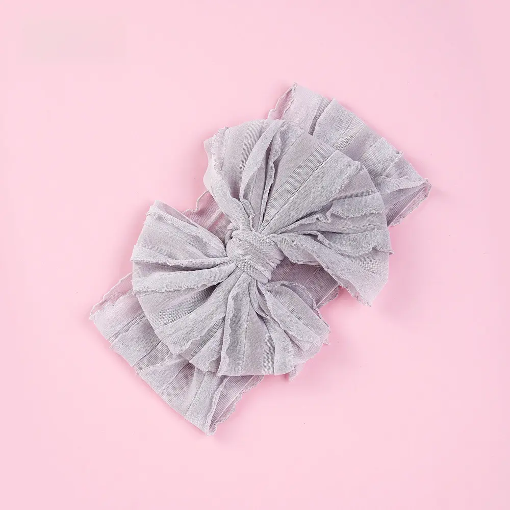 White Elastic Hair Band for Women Large Bow - Image 8
