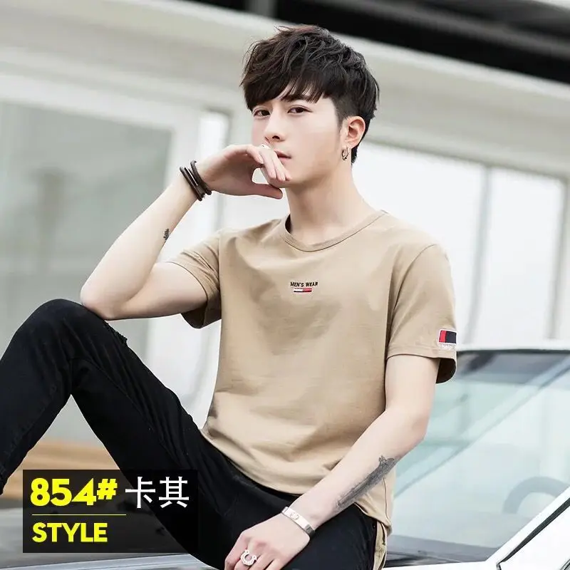 Men Grey Short Sleeve Round Neck T-Shirt 860# Style - Image 10
