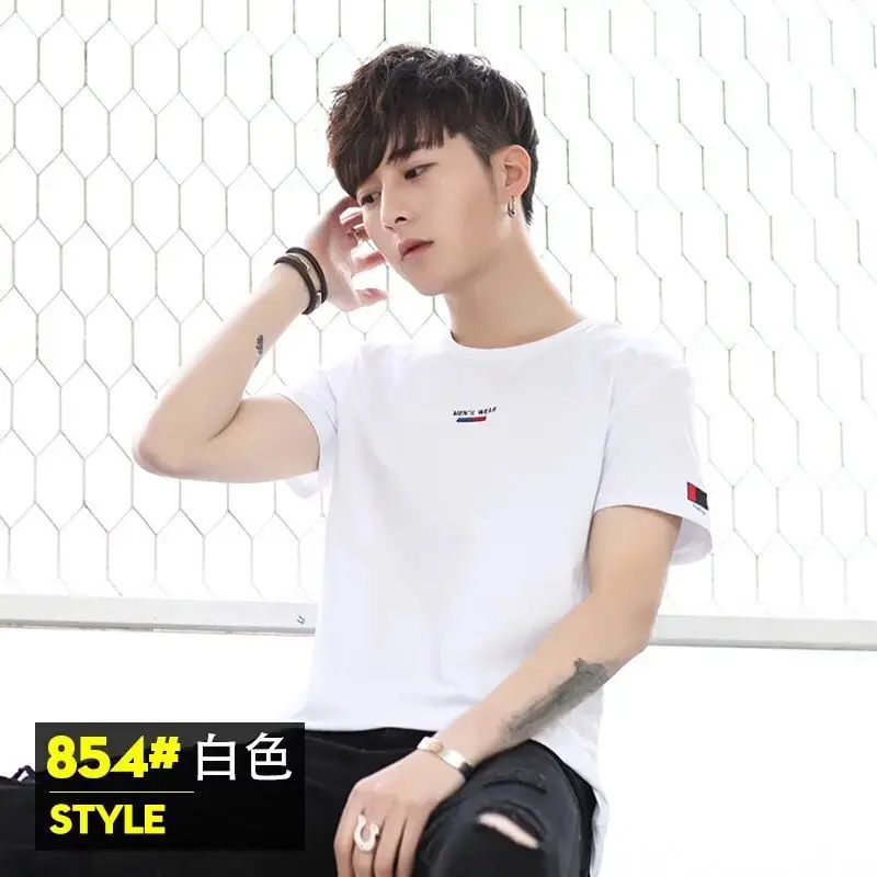 Men Grey Short Sleeve Round Neck T-Shirt 860# Style - Image 9