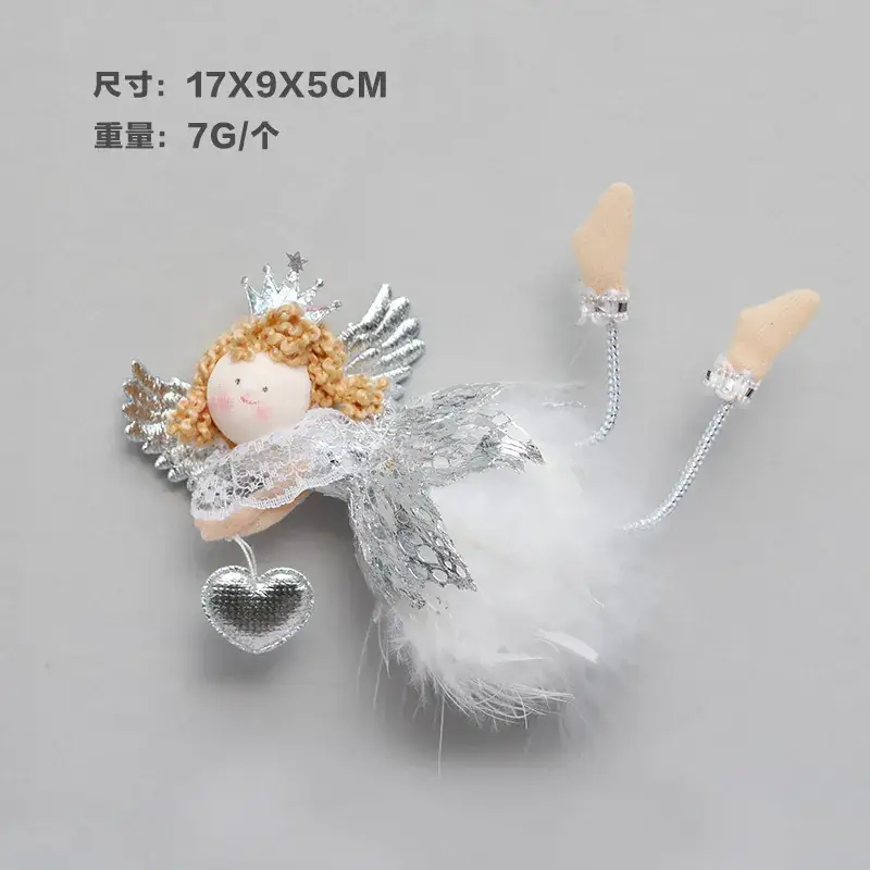 Cute Angel Plush Doll Christmas Tree Ornaments White Gold - Image 2