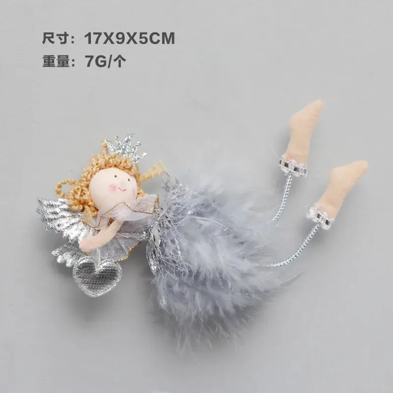 Cute Angel Plush Doll Christmas Tree Ornaments White Gold - Image 3