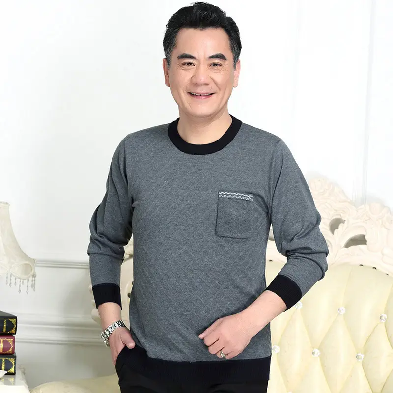 Dad's Grey Striped Long Sleeve T-Shirt Middle Age - Image 10