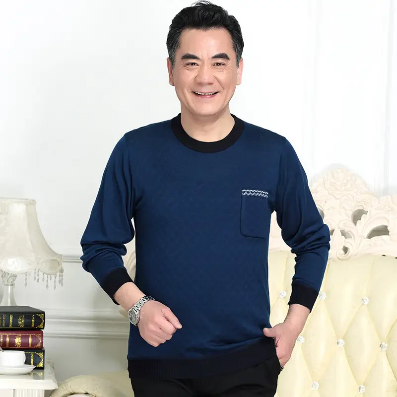 Dad's Grey Striped Long Sleeve T-Shirt Middle Age - Image 9