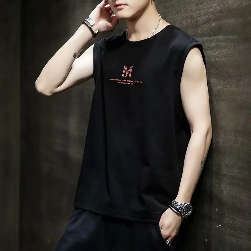 Men Sleeveless Graphic Vest White Casual Wear