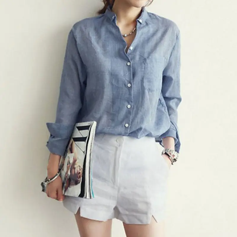 2024 Korean Style White Linen Shirt Large - Image 7