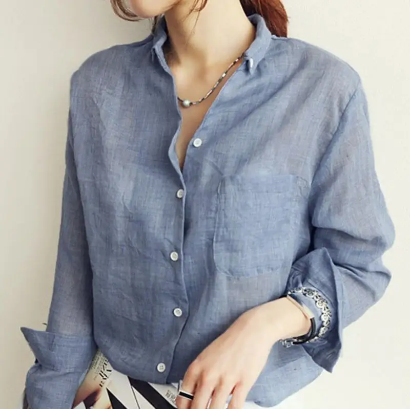2024 Korean Style White Linen Shirt Large - Image 3