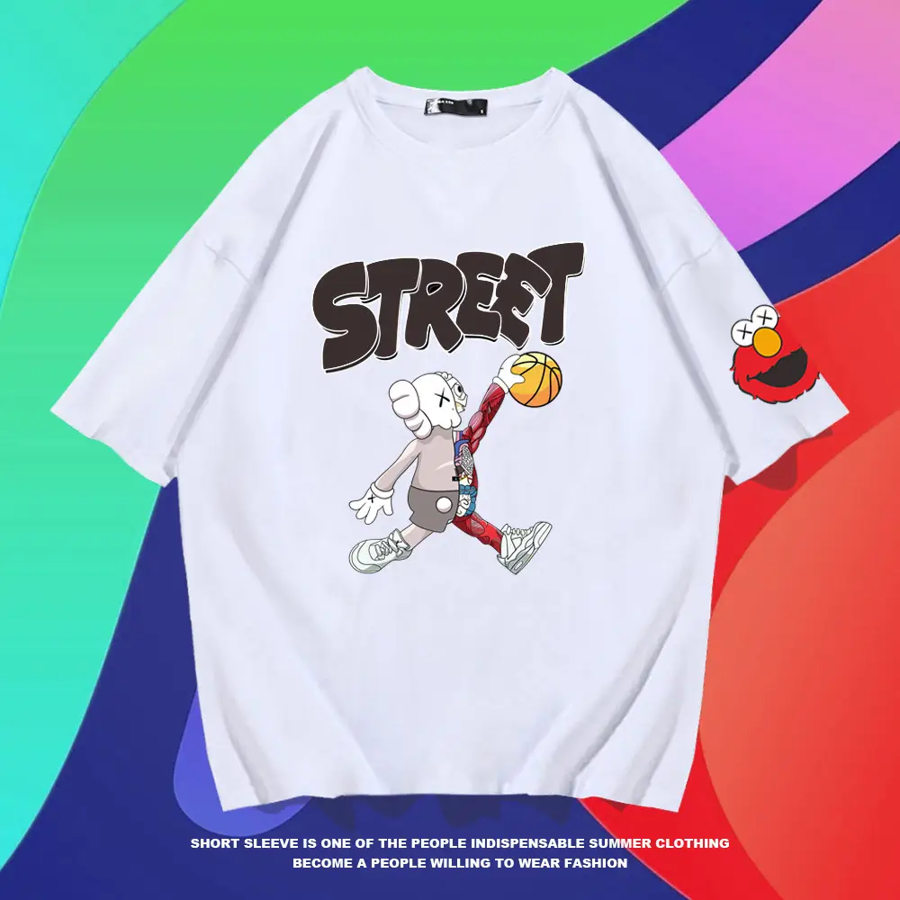 Japanese Anime Short Sleeve T-Shirt Pink Street Design