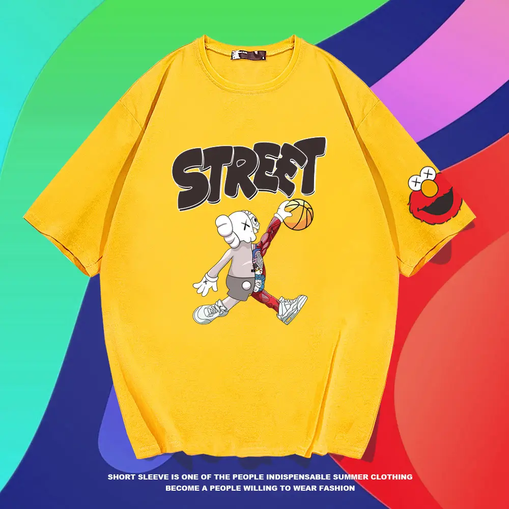 Japanese Anime Short Sleeve T-Shirt Pink Street Design