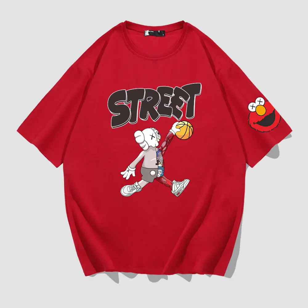 Japanese Anime Short Sleeve T-Shirt Pink Street Design