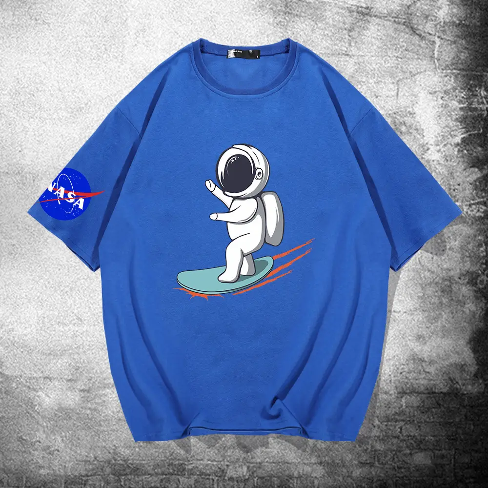 Men NASA Astronaut T-Shirt Blue Short Sleeve - Image 11
