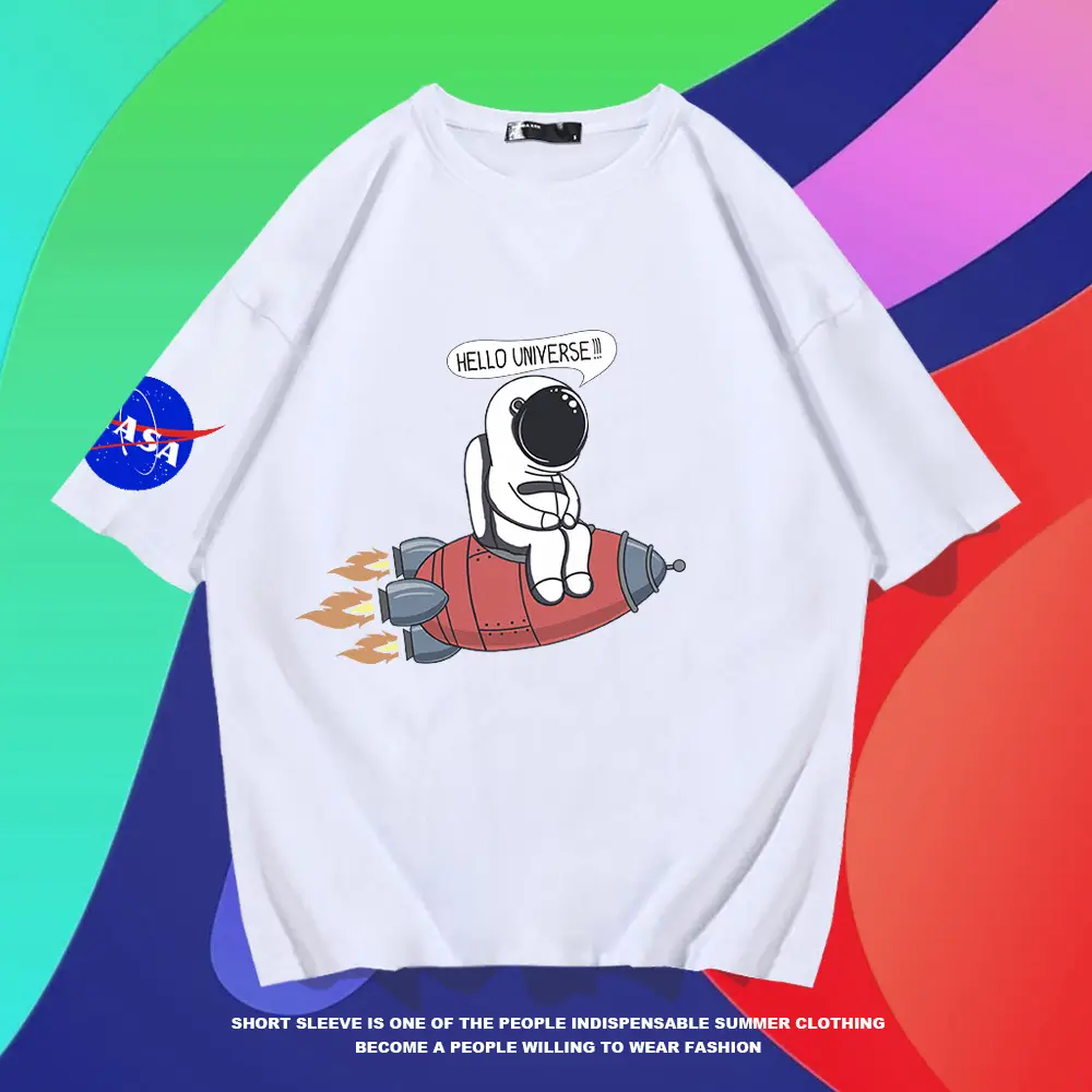 Y nasa Astronaut T-Shirt White Cotton Plus Size - Image 8