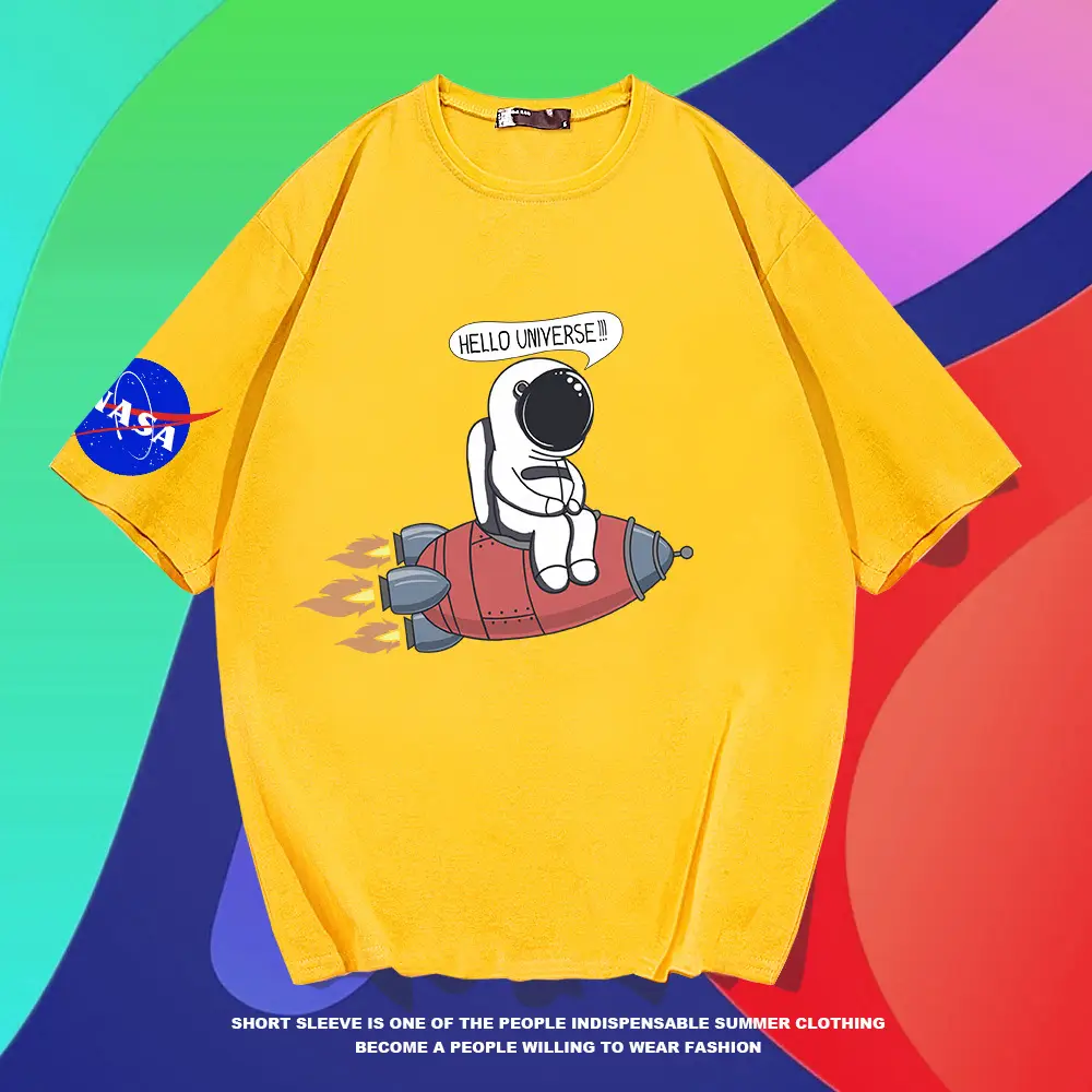 Y nasa Astronaut T-Shirt White Cotton Plus Size - Image 9