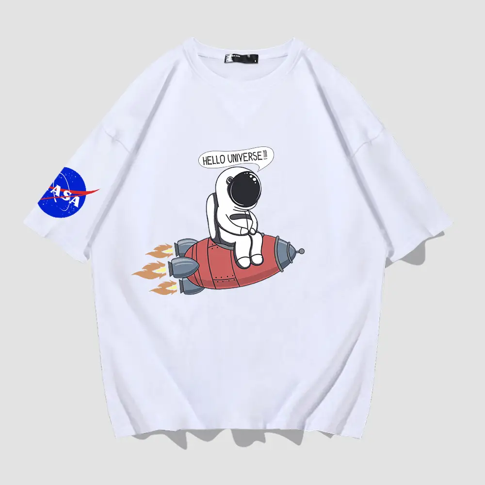 Y nasa Astronaut T-Shirt White Cotton Plus Size - Image 2