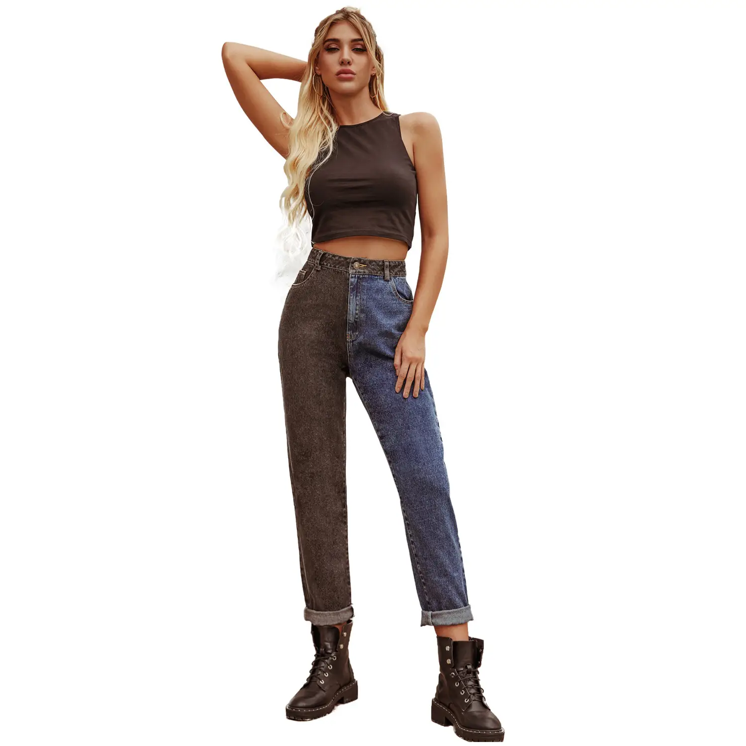Women Cross-Border Jeans High Waist Straight Cut