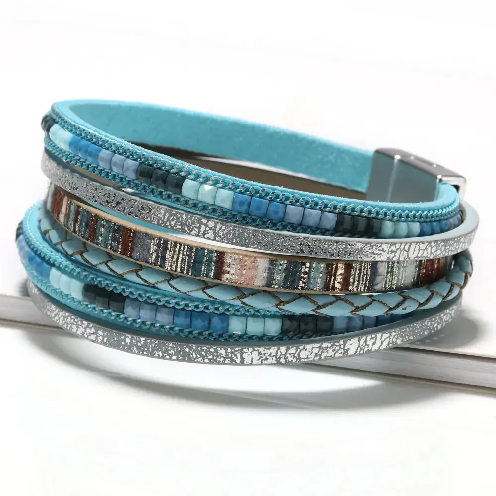 Women's Magnetic Buckle Bohemian Bracelet Gold Plated Multi Layer - Image 29
