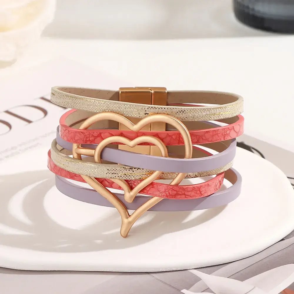 Women's Magnetic Buckle Bohemian Bracelet Gold Plated Multi Layer - Image 10