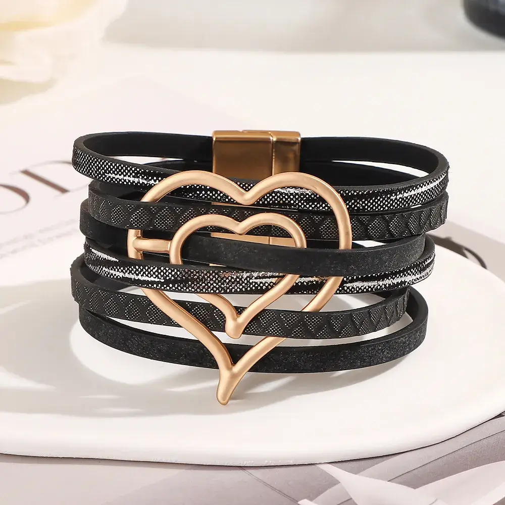 Women's Magnetic Buckle Bohemian Bracelet Gold Plated Multi Layer - Image 11