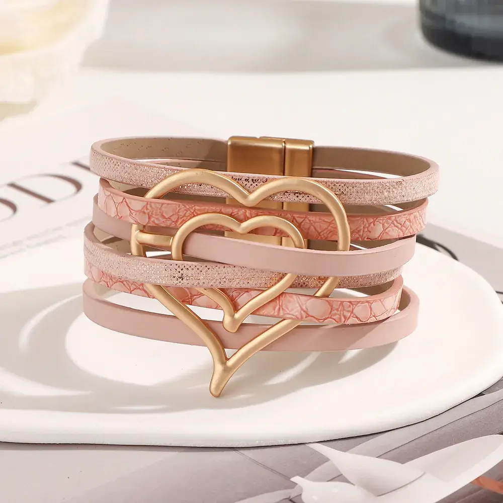 Women's Magnetic Buckle Bohemian Bracelet Gold Plated Multi Layer - Image 12