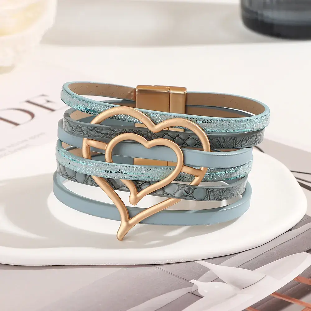 Women's Magnetic Buckle Bohemian Bracelet Gold Plated Multi Layer - Image 13