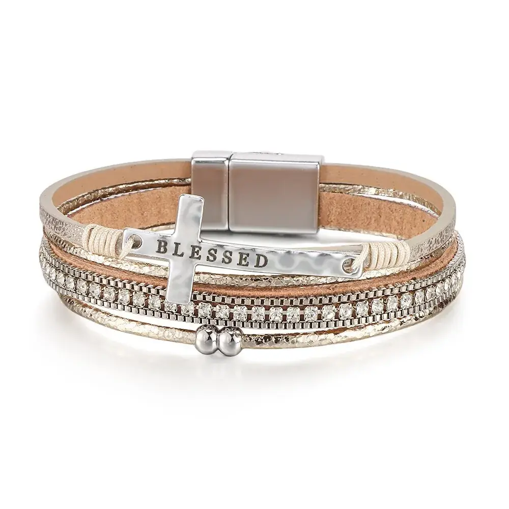 Women's Magnetic Buckle Bohemian Bracelet Gold Plated Multi Layer - Image 15