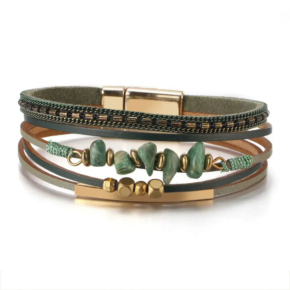Women's Magnetic Buckle Bohemian Bracelet Gold Plated Multi Layer - Image 21