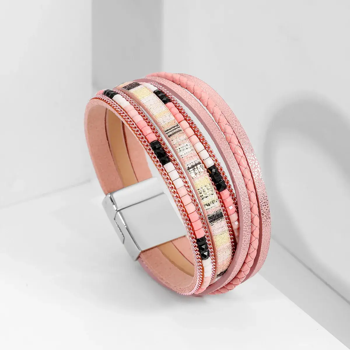 Women's Magnetic Buckle Bohemian Bracelet Gold Plated Multi Layer - Image 6