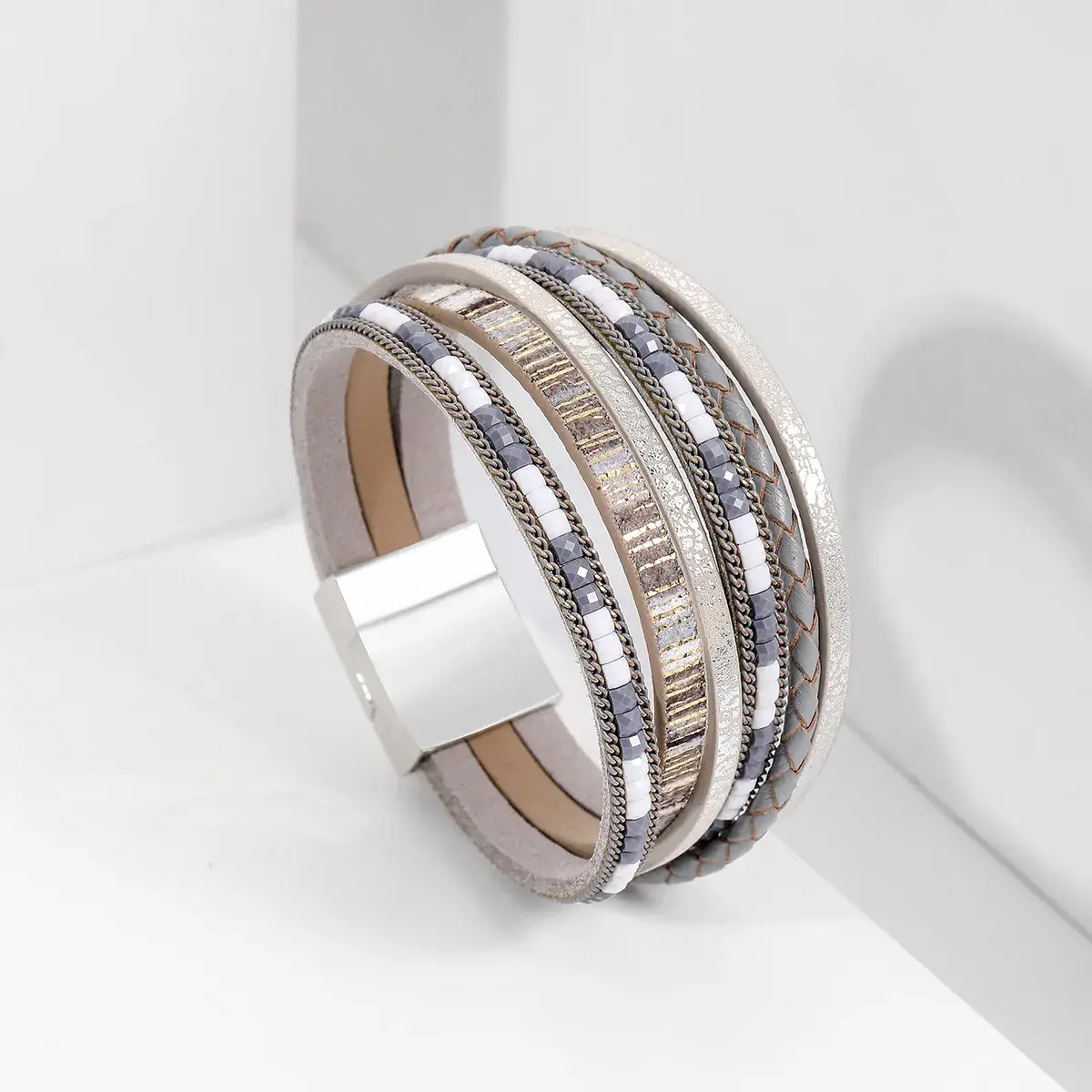 Women's Magnetic Buckle Bohemian Bracelet Gold Plated Multi Layer - Image 8