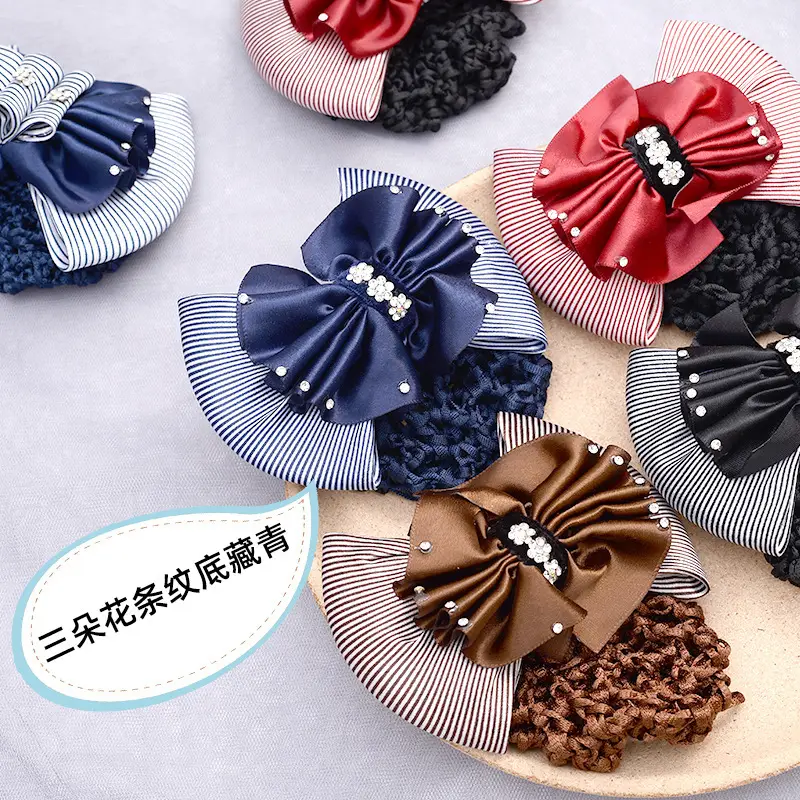 Three Flowers-Striped Navy Blue