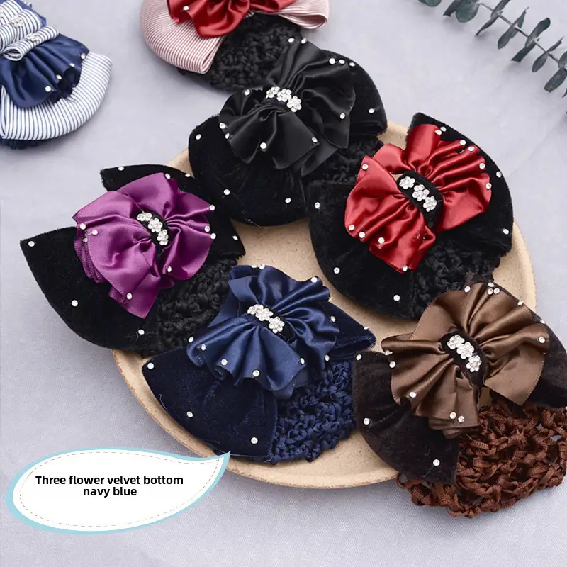 Black Bow Hairpin for Nurses Hairnet Bag Work - Image 24