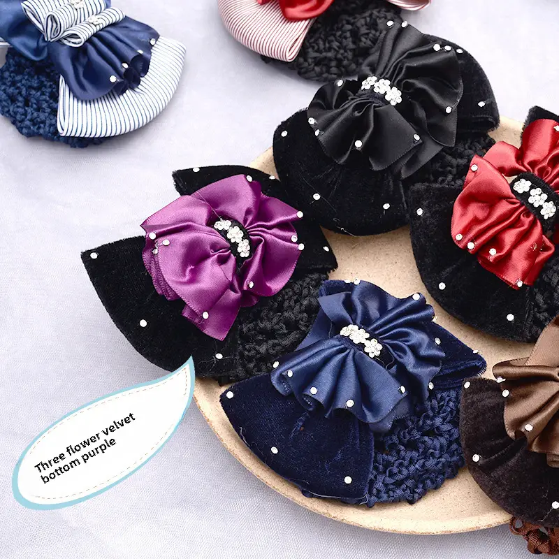 Black Bow Hairpin for Nurses Hairnet Bag Work - Image 27