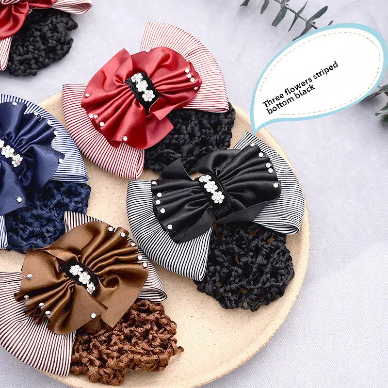 Black Bow Hairpin for Nurses Hairnet Bag Work - Image 31