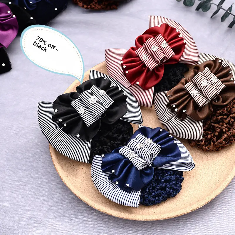 Black Bow Hairpin for Nurses Hairnet Bag Work - Image 32