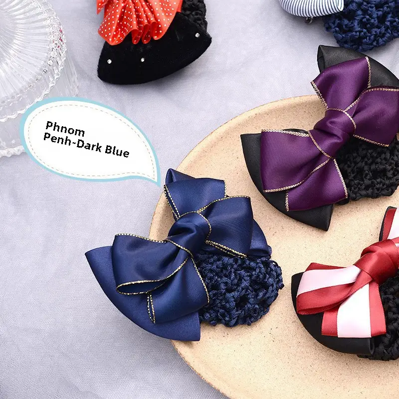 Black Bow Hairpin for Nurses Hairnet Bag Work - Image 37