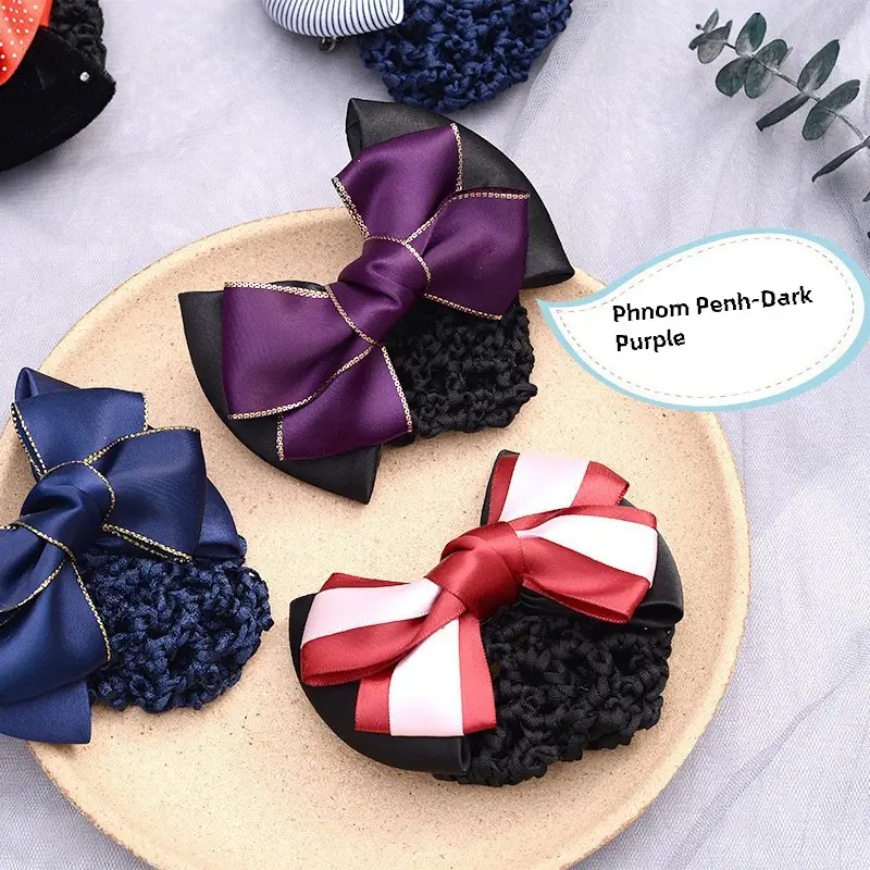 Black Bow Hairpin for Nurses Hairnet Bag Work - Image 38