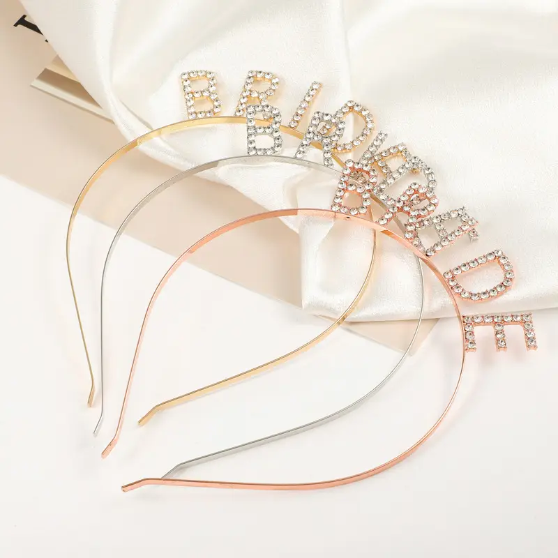 Brave Bride Headband with Crystal Letters Rose Gold