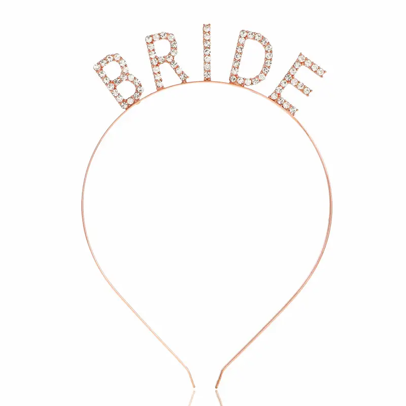 Brave Bride Headband with Crystal Letters Rose Gold