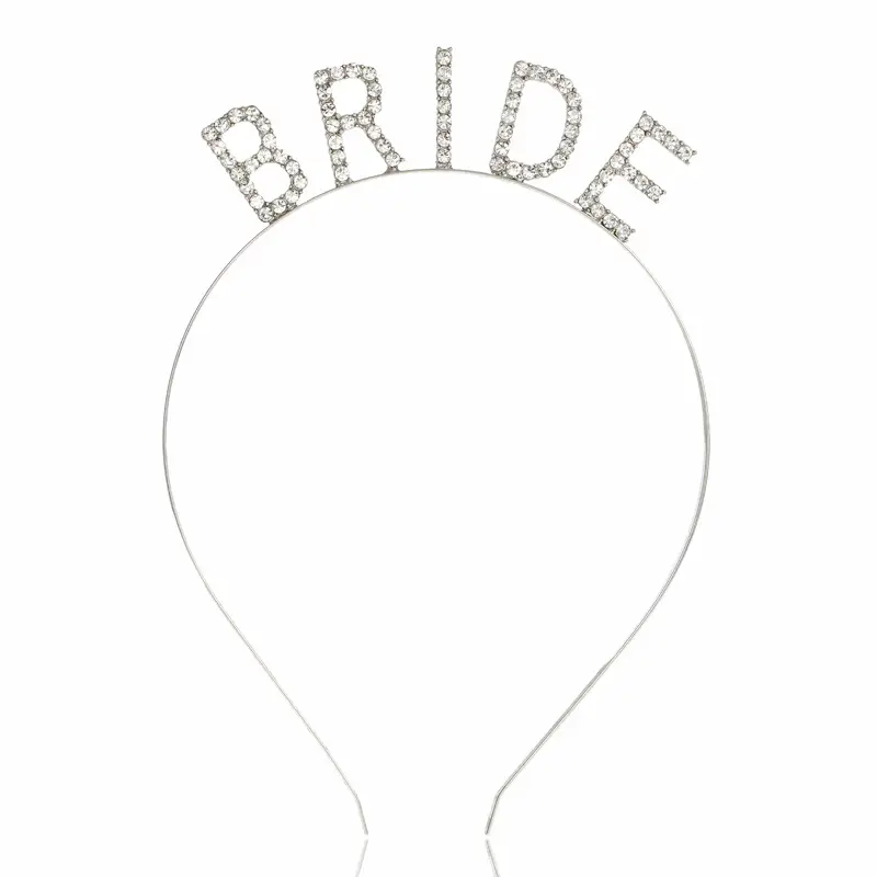 Brave Bride Headband with Crystal Letters Rose Gold