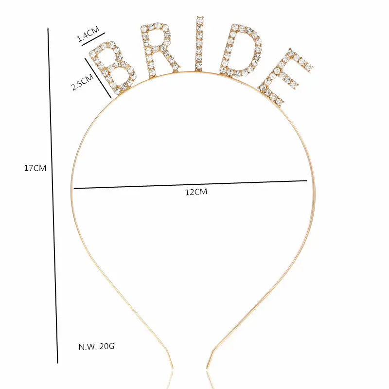 Brave Bride Headband with Crystal Letters Rose Gold