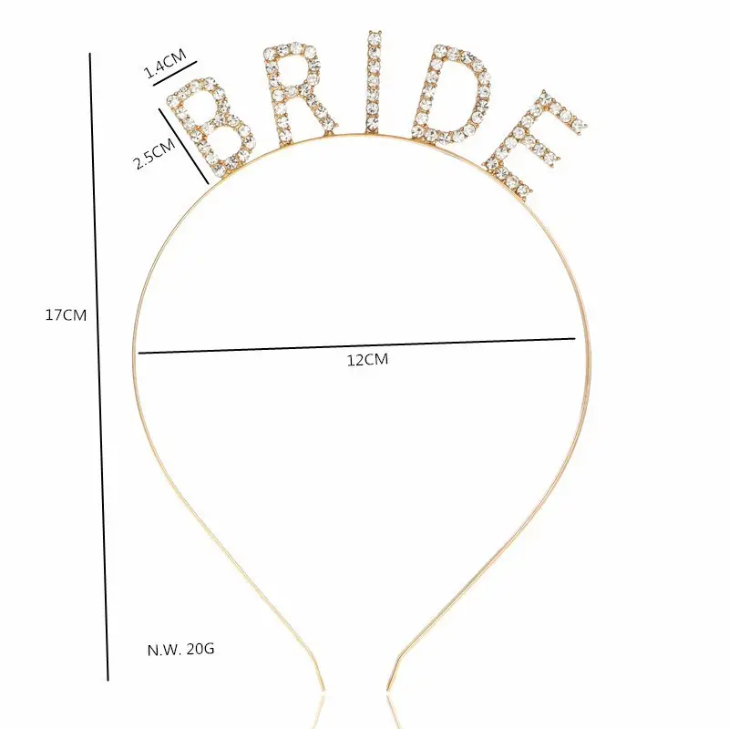 Brave Bride Headband with Crystal Letters Rose Gold — feature 4