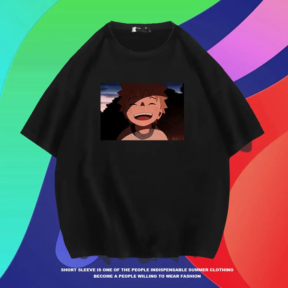 Men's Red Naruto Cartoon T-Shirt Summer Wear - Image 8