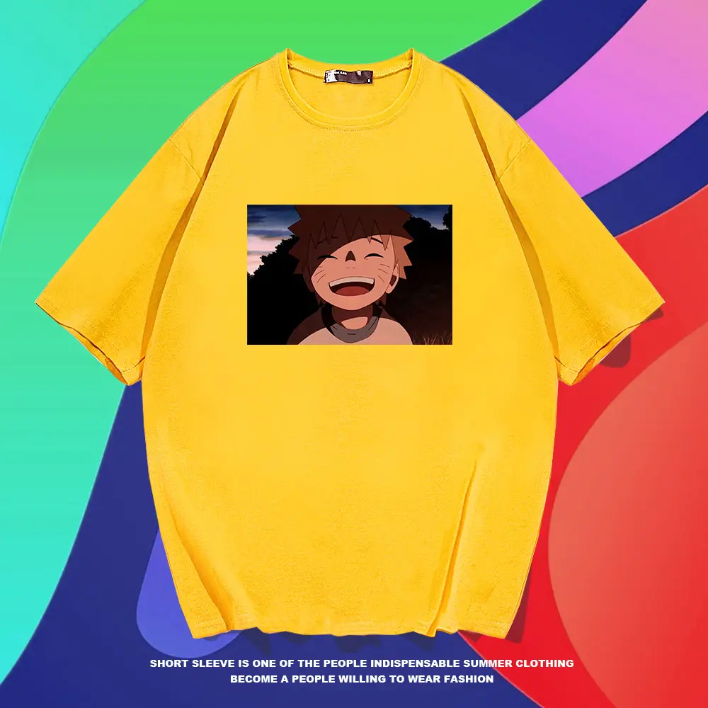 Men's Red Naruto Cartoon T-Shirt Summer Wear - Image 9