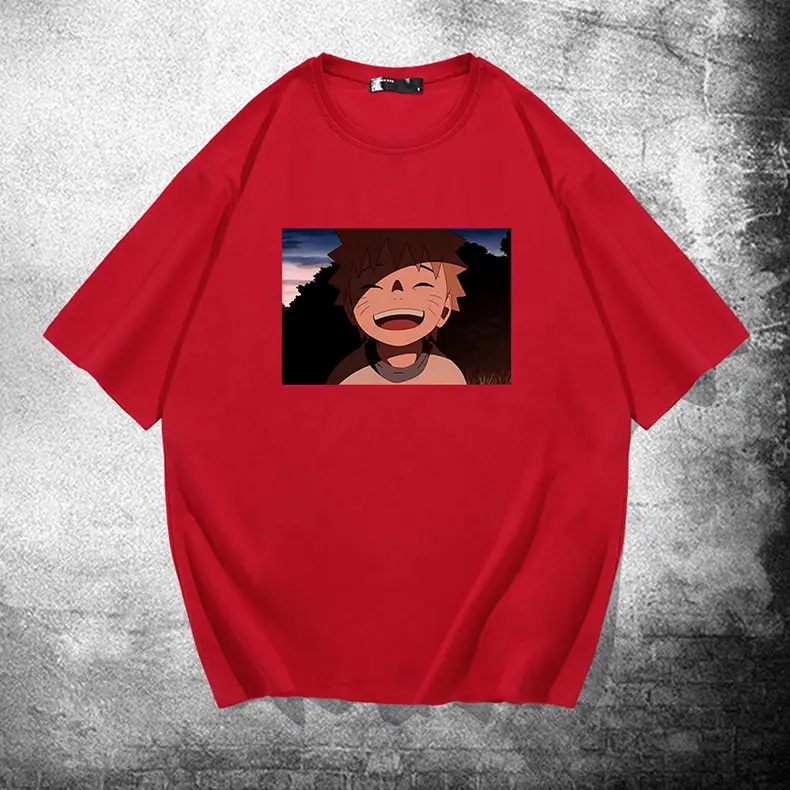 Men's Red Naruto Cartoon T-Shirt Summer Wear - Image 10