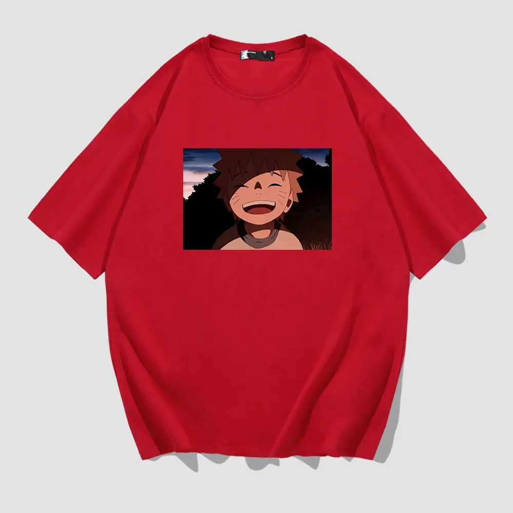 Men's Red Naruto Cartoon T-Shirt Summer Wear - Image 4