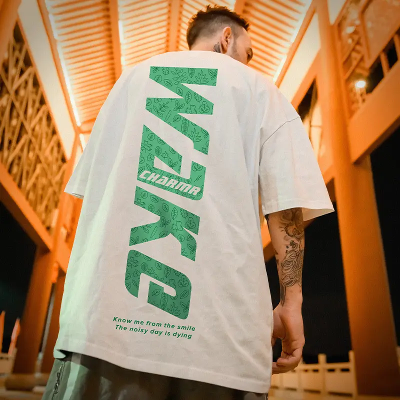 Men's New Summer T-Shirt Large Green Back Print - Image 2