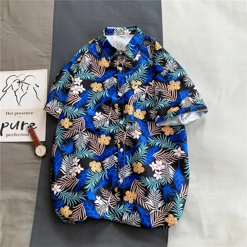 Hawaiian Printed Men's Shirt with Ruff and Belt