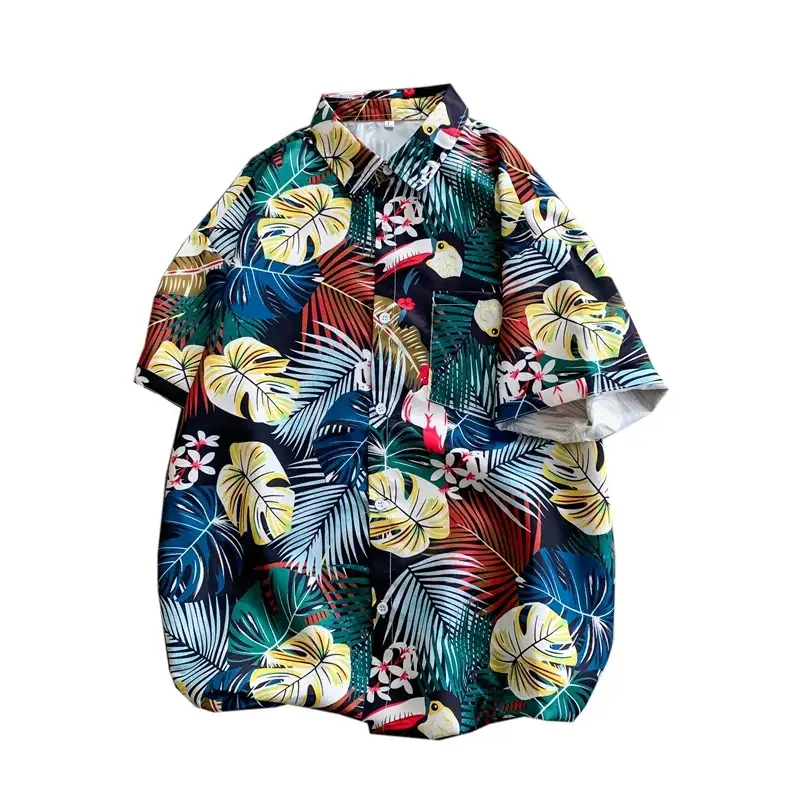 Hawaiian Printed Men's Shirt with Ruff and Belt