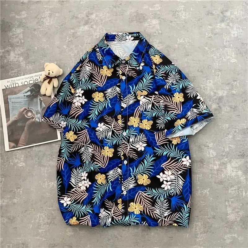 Hawaiian Printed Men's Shirt with Ruff and Belt